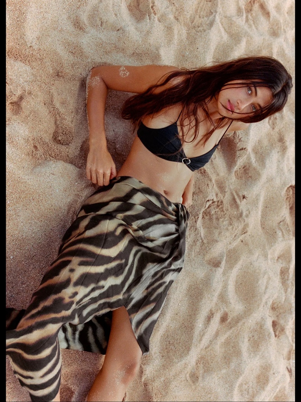 NWT Zara Knotted Pareo Sarong Swim Coverup Animal Print Skirt  SZ S